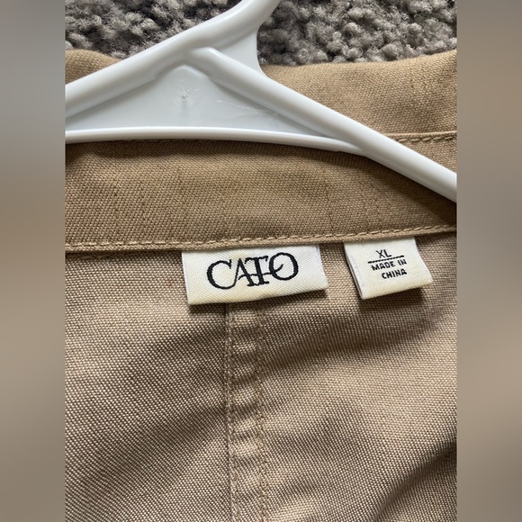 CATO women’s size XL khaki chelsea blazer jacket | button - tie up collared - Picture 7 of 11